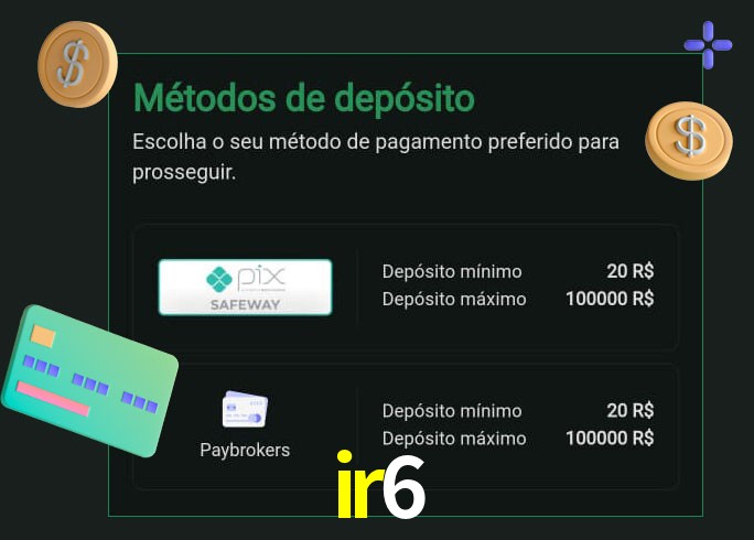 O cassino ir6 oferece uma grande variedade de métodos de pagamento